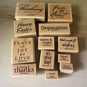 Stampin Up! All Year Cheer 12 Rubber Stamps Birthday gratitude Easter Christmas